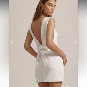 new Favorite Daughter Meet Cute bow back mini dress in ivory cream